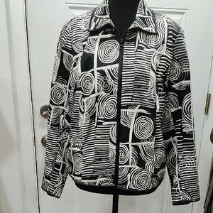 Laura Ashley Black and White Geometric Blazer